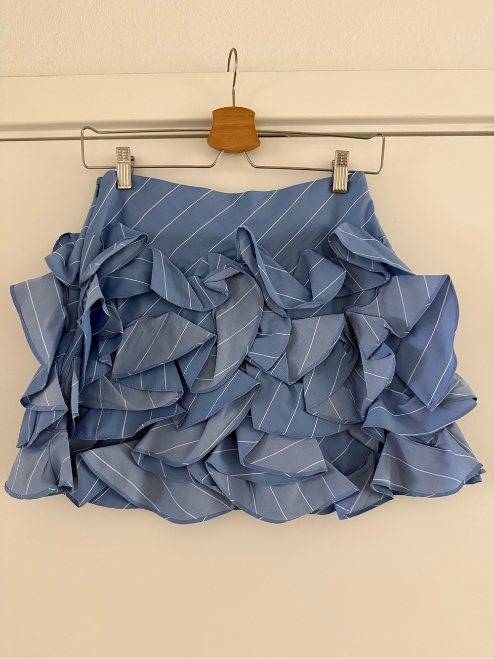 NWT H&M Blue Striped Ruffle Mini Skirt - Picture 6 of 7